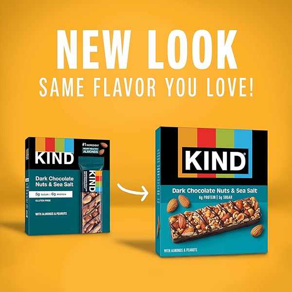 KIND NUT BARS, DARK CHOCOLATE NUTS AND SEA SALT, HEALTHY SNACKS, GLUTEN FREE, LOW SUGAR, 6G PROTEIN, 6 COUNT