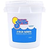 In The Swim 3 Inch Stabilized Chlorine Tablets for Sanitizing Swimming Pools - Individually Wrapped, Slow Dissolving - 90% Available Chlorine - Tri-Chlor - 10 Pounds