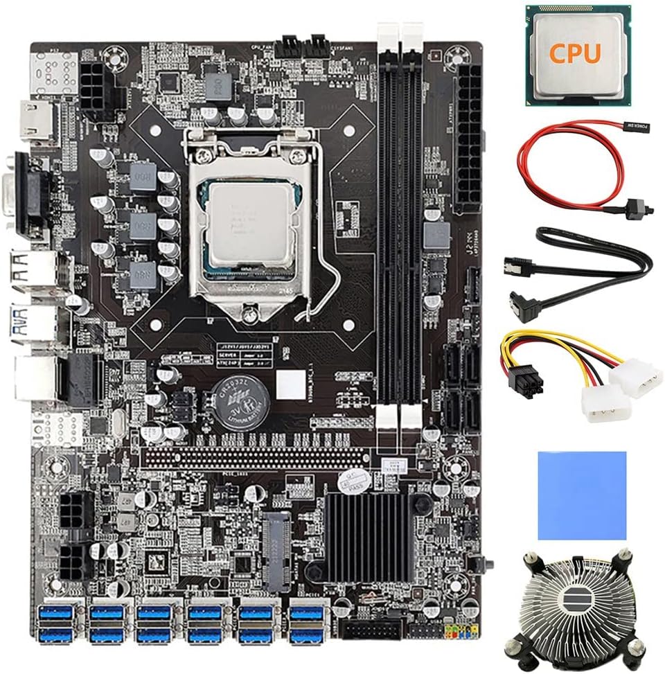 Lodokdre B75 BTC Mining Motherboard Kit 12 Card GPU CPU Fan USB3.0 LGA1155 DDR3
