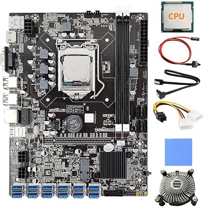 Lodokdre B75 BTC Mining Motherboard Kit 12 Card GPU CPU Fan USB3.0 LGA1155 DDR3
