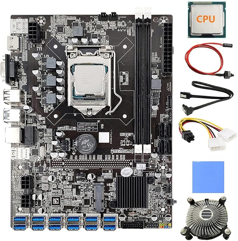 Lodokdre B75 BTC Mining Motherboard Kit 12 Card GPU CPU Fan USB3.0 LGA1155 DDR3
