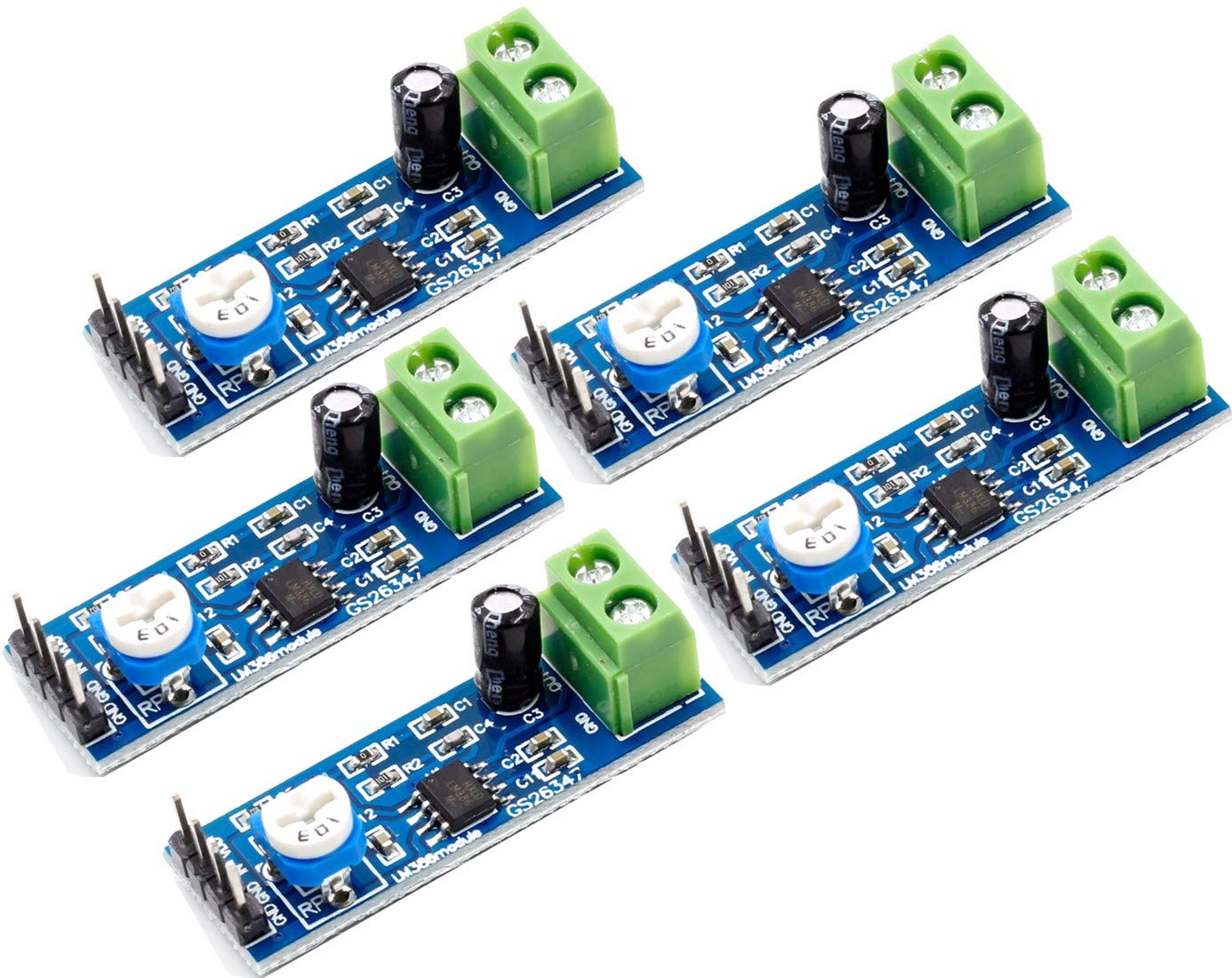 5 pieces LM386 Audio Amplifier Module 200 Times 5V to 12V Input 10K Resistance