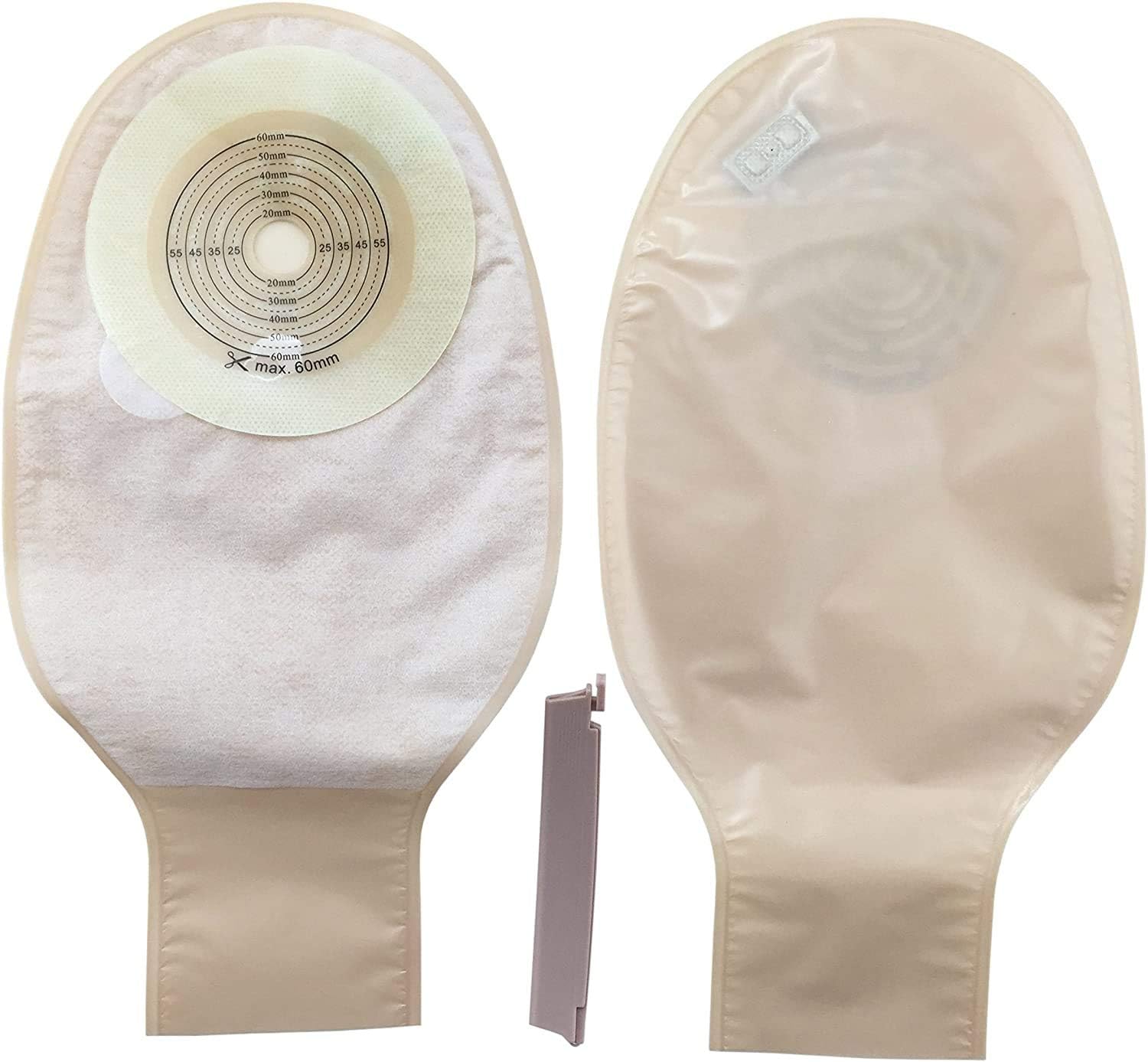 Stoma Soft One Piece Drainable Ostomy Colostomy Ileostomy Pouch 60mm Cut Size Reusable Disposable (Bolsas de Colostomia) (10 Box, 200 Pieces)