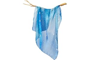 kizihaus Space Organdy Play Scarf for Kids & Toddlers – Unique Galaxy Design with Stars & Moons, Soft Shiny Fabric for Sensory Play, Peekaboo, Dancing & Dress-Up, 33.5" Square