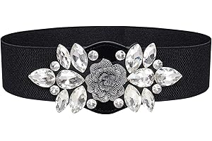 Rhinestone Stretch Belt Wide Dressy Belt Elastic Crystal Belts Fashionable Dress Waist Accessories for Women