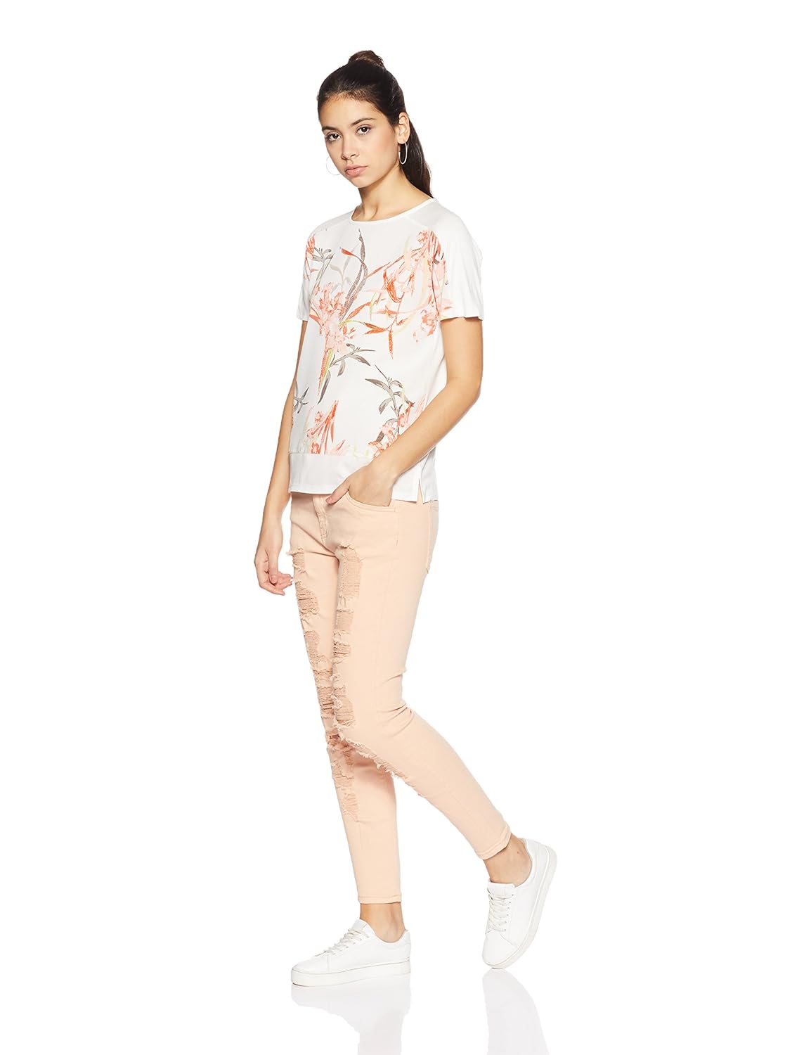 marks & spencer women's floral regular fit t-shirt