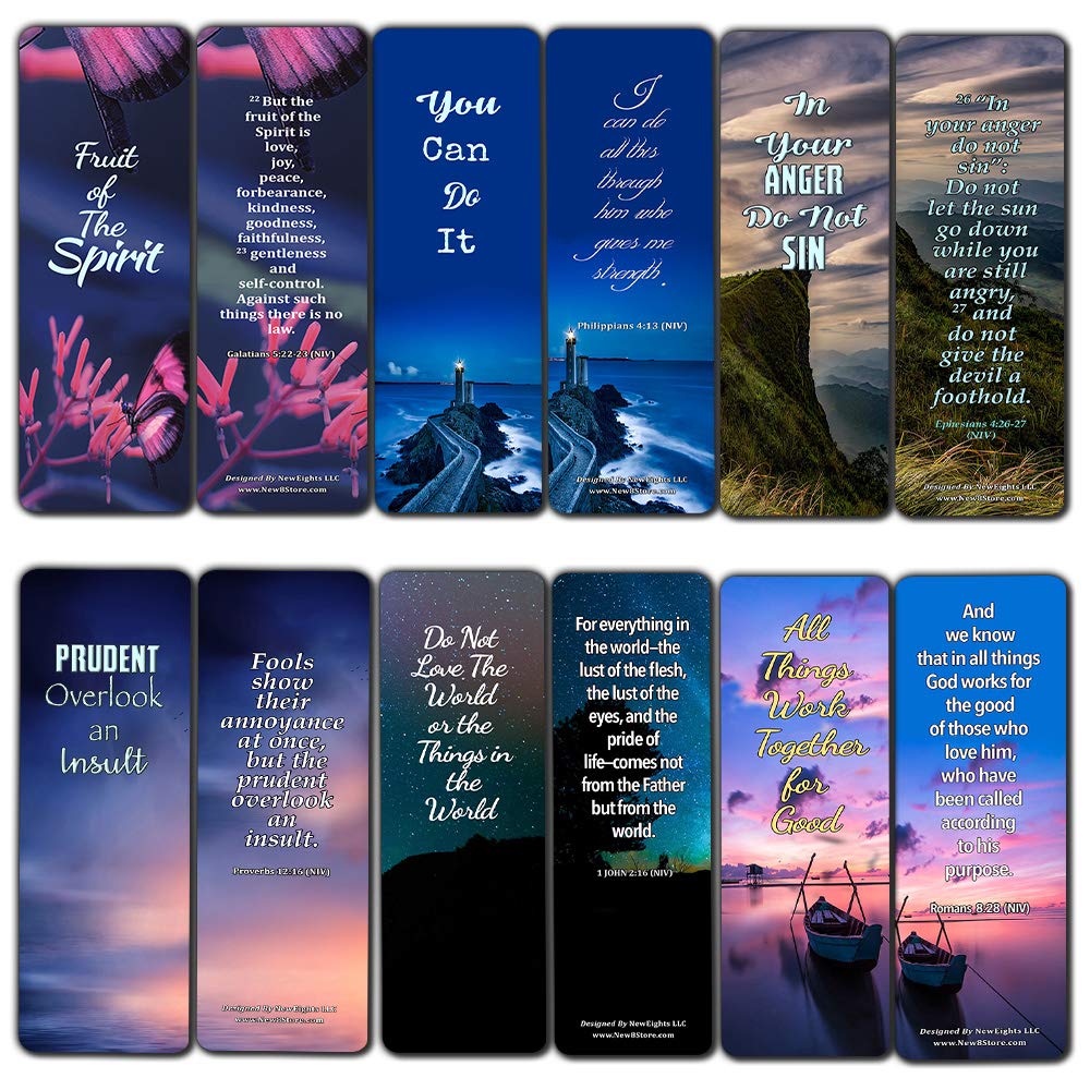 Bible Verses Bookmarks About Controlling Our Emotions (12-Pack)