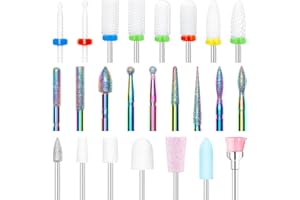 Modelones 24 Pcs Nail Drill Bit Set, 3/32” Ceramic Diamond Carbide Nail Drill Bits, Acrylic Gel Nail Bit Kit, Cuticle Remover Bits for Acrylic Gel Dip Powder Nail Manicure Pedicure