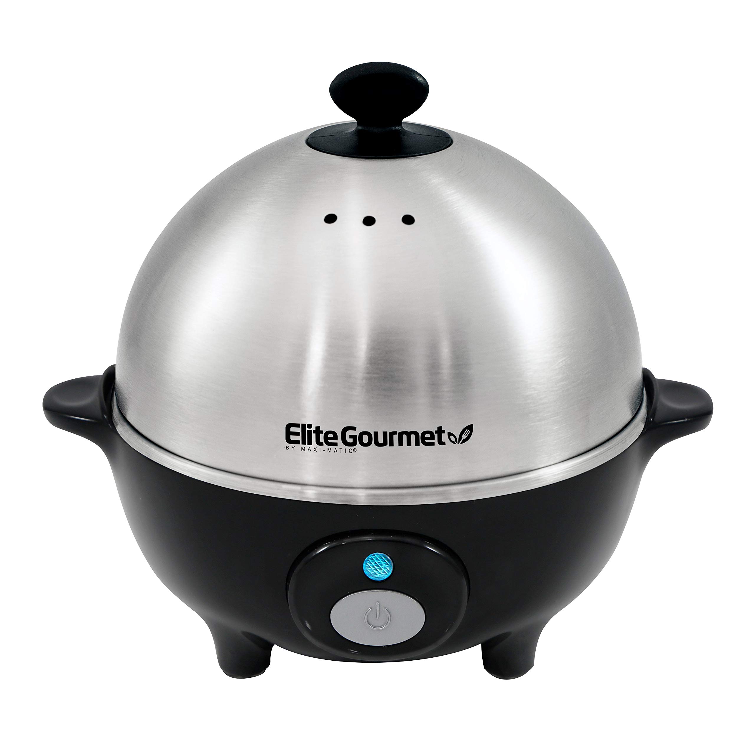 Elite Gourmet EGC-508 Rapid Egg Cooker, 7 Easy-To-Peel, Hard, Medium, Soft Boiled Eggs, Poacher, Omelet Maker, Auto Shut-Off, Alarm, 16-Recipe Booklet, Stainless Steel