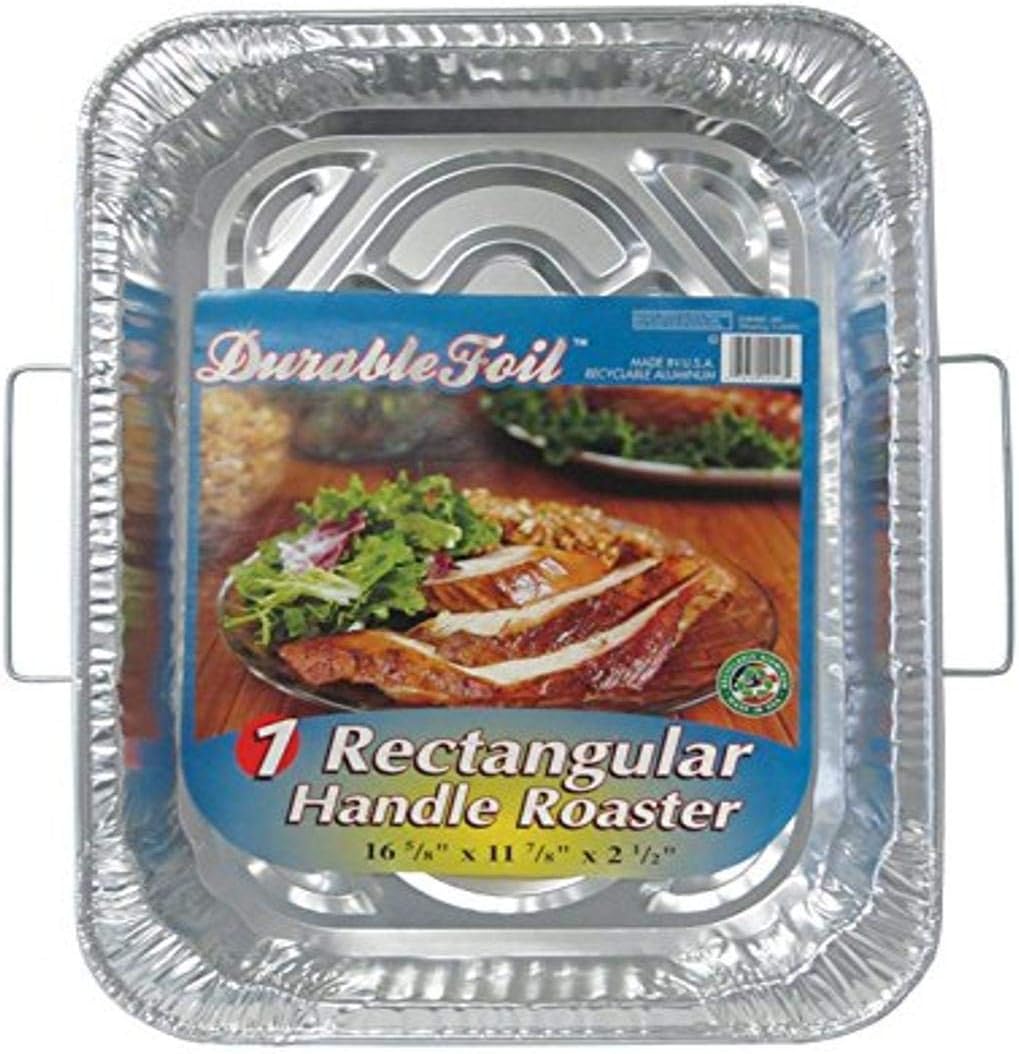Durable Packaging-D49113 Foil Rectangular Handle Aluminum Roasting Pan, 18" x 13-5/16" x 2-5/8" (Pack of 12)