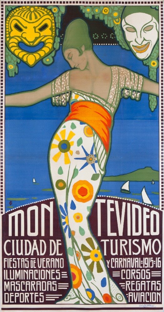 Uruguay, Montevideo, (artist: Castellanos c. 1915), Vintage Advertisement 58274 (12x18 SIGNED Print 