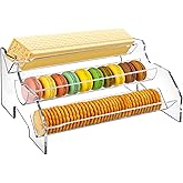Yopay 3 Tier Acrylic Cracker Trays for Serving, Clear Macaron Display Tray, 11 Inch Biscuit Cracker Holder Stand for Wedding Home Party Events