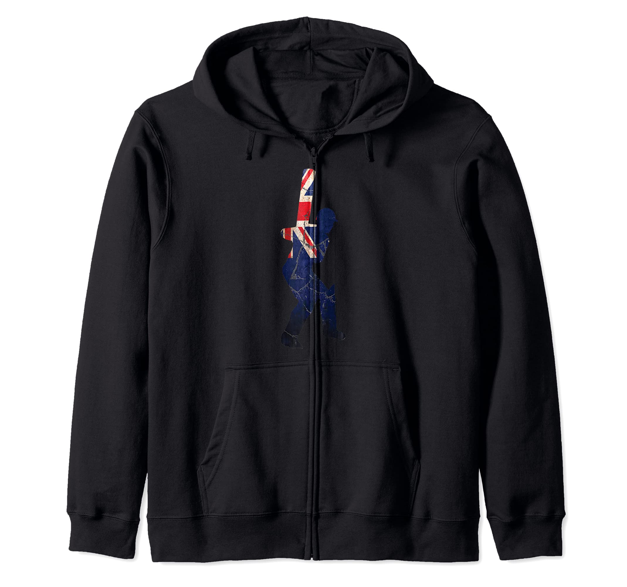 England Cricket Batsman Batting UK British International Fan Zip Hoodie