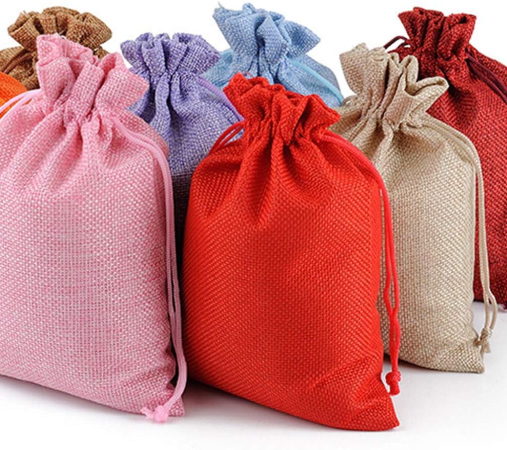 12Pcs Christmas Burlap Bags Dust-Proof Jewelry Candy Storage Bags Linen Breathable Pouch with Drawstring for New Year Festive(Beige,15 * 20cm) - Image 5