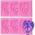 6 Pieces Flying Dragon Silicone Mold Cute Dragon Fondant Mold Animal Dragon Chocolate Mold Baking Mould Tool for Cake Decorating Polymer Clay