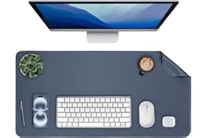 PROMATTOO Oversized Non-Slip Desk Pad Protector – Grips Desk Firmly with Enhanced Anti-Slip Design, Vegan Leather Waterproof Laptop Mat for Keyboard & Mouse – Large Office Pad– Dusk Navy