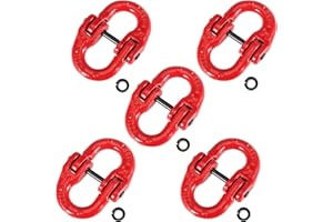 JOIKIT 5 Pack 3/8 Inch Coupling Link, Grade 80 Alloy Steel Hammer Lock Chain Connector Hammerlock Connecting Link, 7100 Lbs W