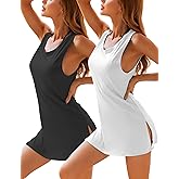YYA 2 Pack Sexy Tank Nightgowns for Women Sleeveless Sleep Shirts Chemise Night Lingerie Dress S-XXL