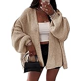 BKBEY Womens Oversized Chunky Cardigan Lantern Sleeve Open Front Loose Fall Slouchy Sweater Coats
