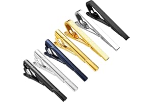 Roctee 7 Pack Tie Clip Set Mens Tie Bar | Formal Business Necktie Bar Pinch Tie Clip in Gold/Silvery/Black/Navy | Best Chioce for Father, Lover, Friends and Husband