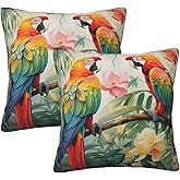 aipoase Parrots Throw Pillow Covers 18 X 18 Inch Set of 2 Pillow Cases Decoration Cushion Cover for Bedroom Living Room Sofa Outdoor