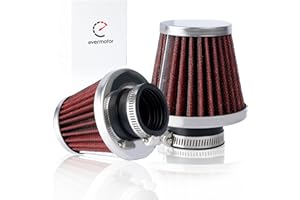 Evermotor Double Layer Steel Engine Air Filter, 34mm 35mm 36mm Carburetor Cleaner for Motorcycle Scooter ATV Moped Red