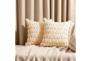 Throw Pillow Covers for Valentines Day Decoration 2Pack Heart Faux Fur Couch Home Cushion Case (Beige 45 * 45)