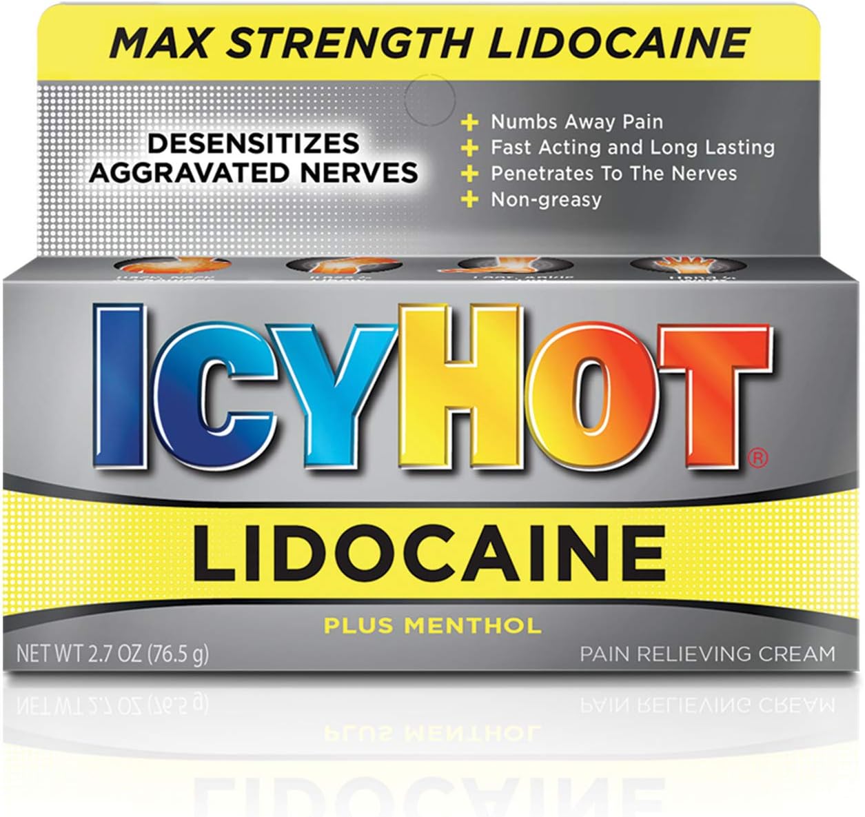 Icy Hot Max Strength Pain Relief Cream With Lidocaine Plus Menthol, 2.7 Ounces, White: Health & Personal Care