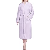PAVILIA Women Waffle Knit Kimono Robe, Soft Cozy Breathable Lightweight Long Bathrobe with Side Pockets for Shower Spa House