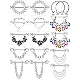 Hoeudjo 16G 14G Nipple Rings Nipplering for Women 14mm Surgical Steel Dangle Nipple Rings Heart Circle Nipple Hoop Piercing Jewelry