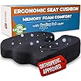 5 STARS UNITED Seat Cushion for Office Chairs - Fits 18"x14" Seats, Tailbone, Coccyx Pain Relief - Butt, Pressure & Sciatica Relief - Gaming, Wheelchair, Car & Desk Pillow, Arctic Black