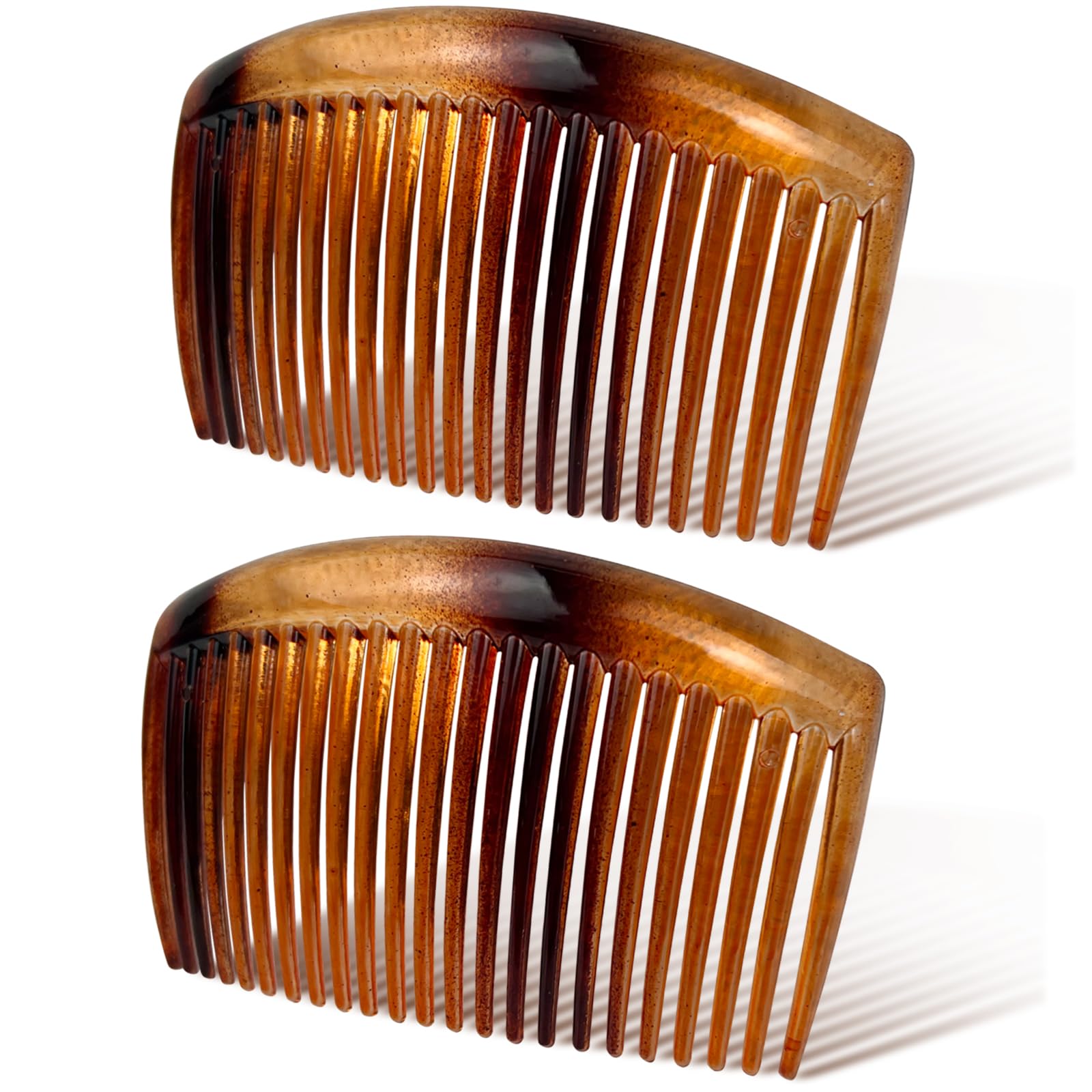 Photo 1 of 2-Piece Tortoiseshell Curved Side Comb Set, 3.23 Inch Strong Hold Comb for All Hair Type, Ideal for Bun and Chignon Styling, Elegant Hair Accessories for Women
