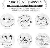 Queekay Coasters Set of 6 with Holder White Gray 4 inch Wood Farmhouse view 5