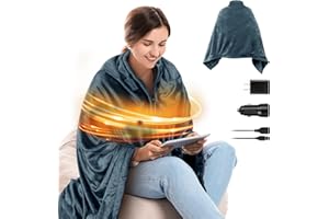 MEFINE USB Heated Blanket, Portable Heated Blanket Battery Powered, Wearable Heated Shawl Wraps for Office, Electric Heating Lap Blanket Throw, Gifts for Women and Men (Battery is Not Included)