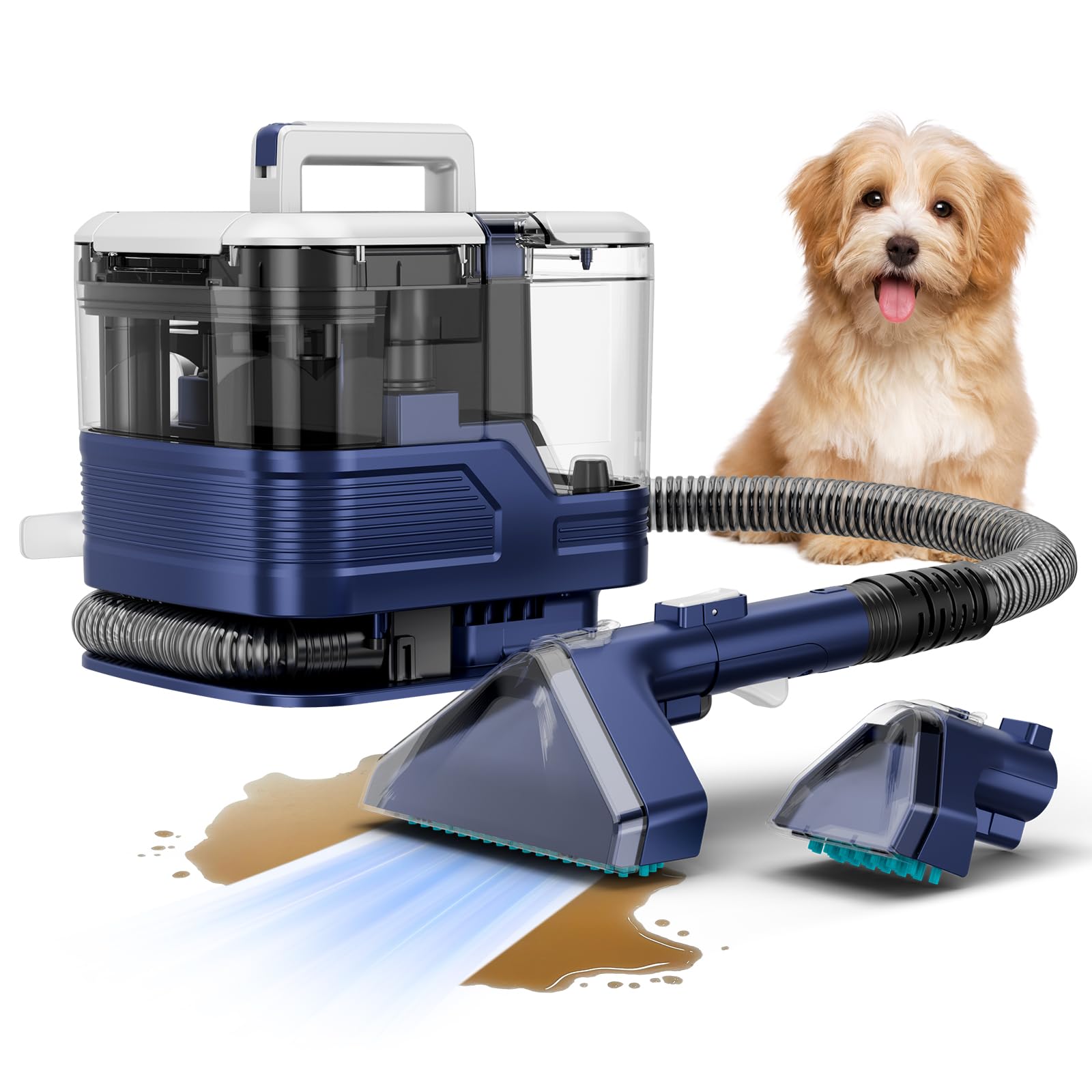 Photo 1 of Vaconly New Multi-Portable Carpet and Upholstery Cleaner, 21Kpa Carpet Cleaner Machine, Deep Stain Cleaning for Carpet, Car Seats, Pets, Couches, with Dual Brush & Large Removable Tank(Blue)