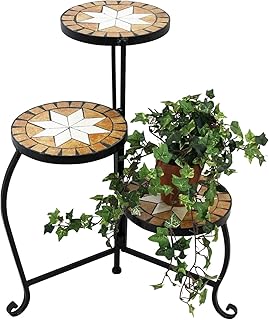 DanDiBo Blumentreppe Mosaik Rund 55 cm Blumenregal 12020 Beistelltisch Pflanzenständer Mosaiktisch Blumenbank