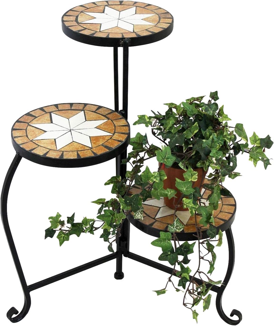 DanDiBo Blumentreppe Mosaik Rund 55 cm Blumenregal 12020 Beistelltisch Pflanzenständer Mosaiktisch Blumenbank