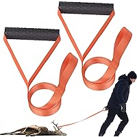 2 Pcs Deer Drag Rope, Orange Deer Drag Harness Heavy Duty Deer Draging Strap with Non-Slip Handle, 1700lbs Load-Bearing Deer