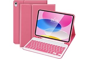 SOPPY Keyboard Case for iPad 10th Generation, Detachable Wireless Keyboard Case for iPad 10th Gen 10.9" 2022 (A2696/A2757/A2777), Slim Case with Pencil Holder for iPad 10th Gen 2022, Watermelon Red