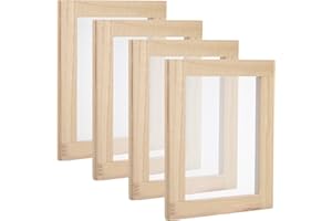 PATIKIL 7.1"x5.9" Wooden Paper Making Screen, 4 Pack Paper Making Mold Frame Papermaking Mould Deckle for DIY Paper Craft Too