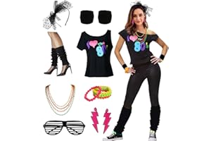 ESRTYERYH WOMEN COSTUME Womens I Love the 80's Disco 80s Costume Outfit Accessories