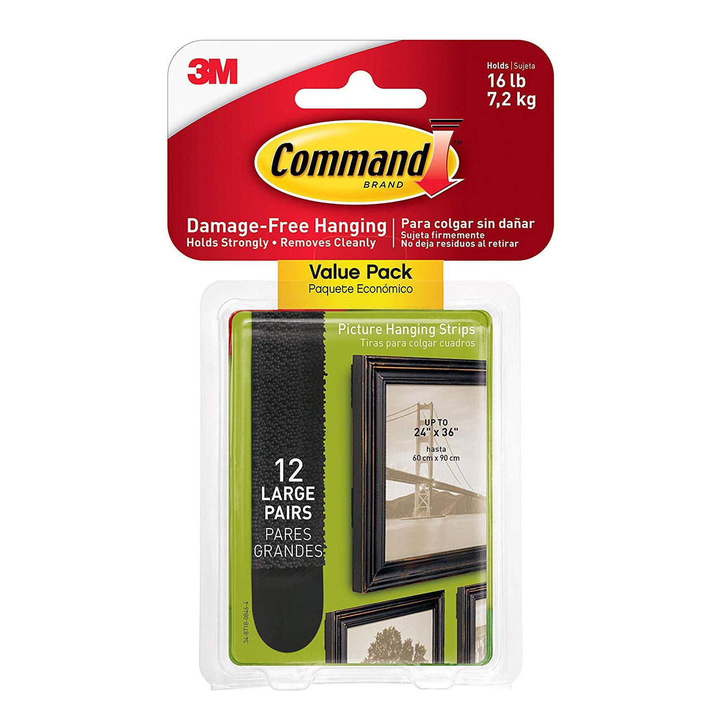 Command 17206BLK-12ES Picture Hanging Strips Value Pack Frame stabilizer, 12 Pairs, Black
