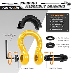 AUTMAXIN D Ring Shackles 3/4" Shackle