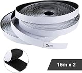 ilauke Hook and Loop Tape 15M x 20mm Self Adhesive Heavy Duty Black view 2