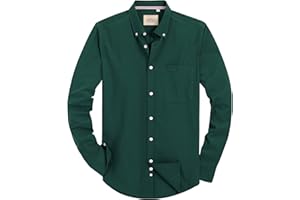 Alimens & Gentle Mens Solid Oxford Shirt Long Sleeve Dress Shirt Work Casual Button Down Shirts with Pocket