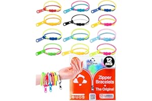 UpBrands 12 Pack Bi-color 6 1/2-Inch Zipper Bracelets | Trendy Fidget Accessory, Dual-Tone Design, Ideal for Kids & Adults, Sensory Relief, Party Favor & Classroom Reward