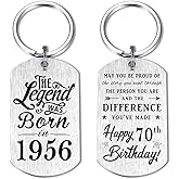 Yobent 70th Birthday Gifts for Men 1956, Happy 70th Birthday Keychain, 70 Year Old Bday Gifts for Women, The Legend was Born in 1956