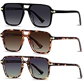 ANDWOOD Polarized Aviator Sunglasses for Women Men Retro 70s 80s 90s Aviators Trendy Square Pilot Vintage Shades
