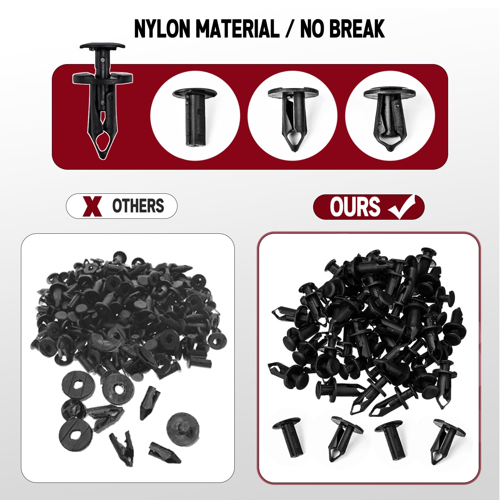 Xislet 200 Pcs UTV Nylon Fender Clips/Body Rivets Compatible with Polaris 7661855 Ranger RZR Can-Am Kawasaki Teryx Honda Rancher 90653-HC4-900 Suzuki Sportsman ATV Fastener with Tool
