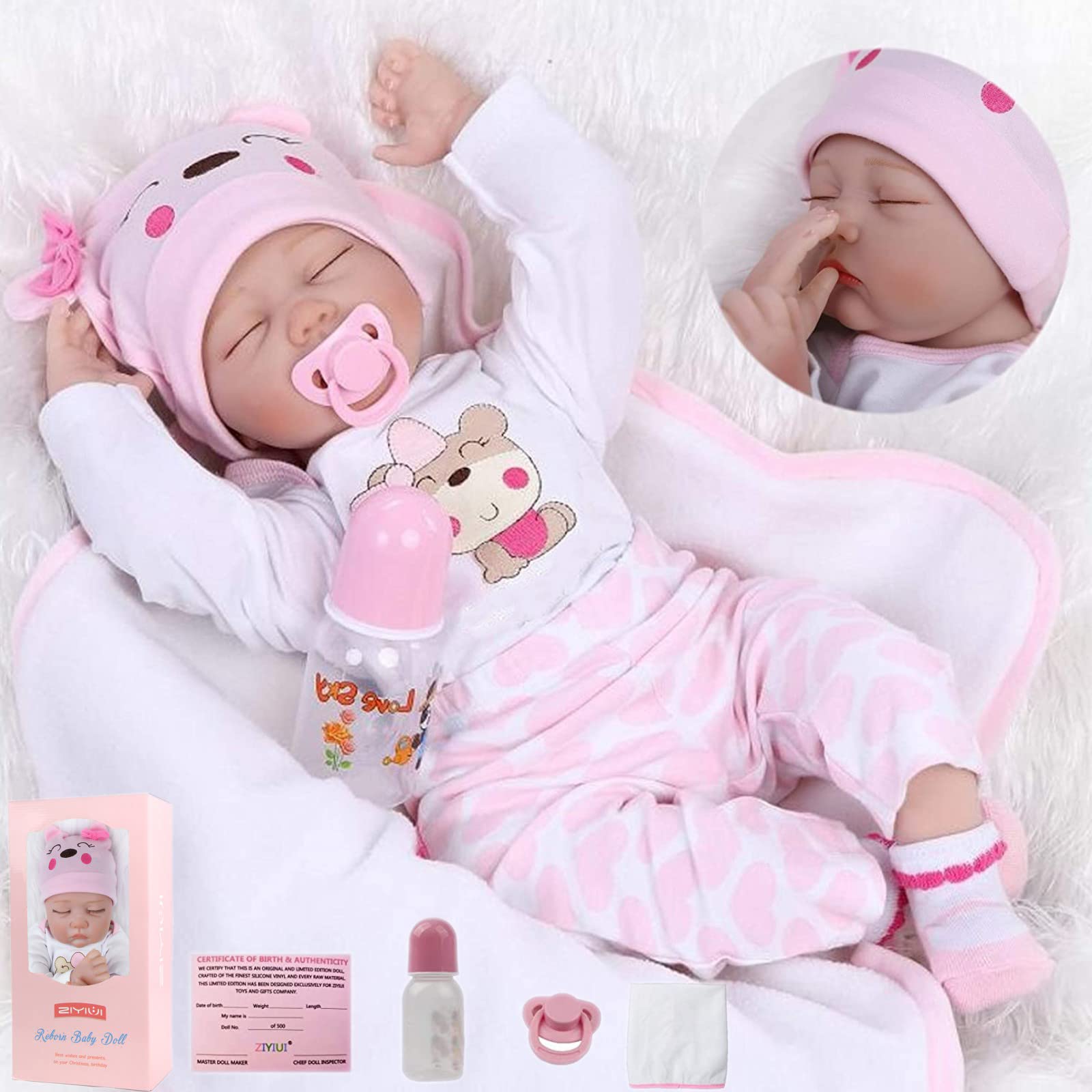 ZIYIUI Reborn Dolls Girls 22 Inch 55cm Reborn Dolls Realistic Newborn Baby Soft Silicone Vinyl Reborn Baby Dolls for Kids Age 3 +